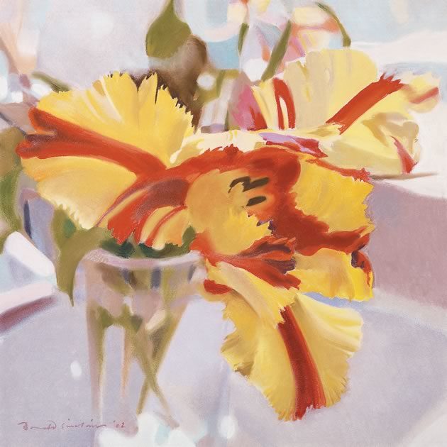 ‘Parrot Tulip’ by Don Sinclair, chalk pastel on paper, 50 cm x 50 cm. Photos by Brock May.