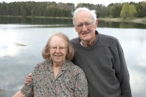 Alex and his wife June relax at their summer cottage on Green Lake, near Mclaren road in Caledon. Saving the natural lake from being absorbed into the surrounding gravel operations was another of Alex’s political triumphs. Photo by Pete Paterson.
