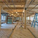 The original wooden floors and Douglas fir posts and beams will remain exposed in the phase two renovation of the Alton Mill. Photo by Pete Paterson.