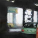Diana Hillman ~ Green Car oil on canvas 14" x 11"