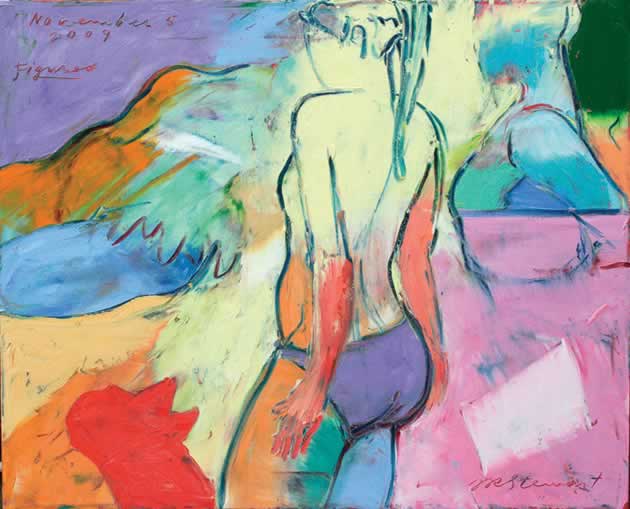 Jim Stewart ~ Figures, 2009, 21" x 36" oil on canvas