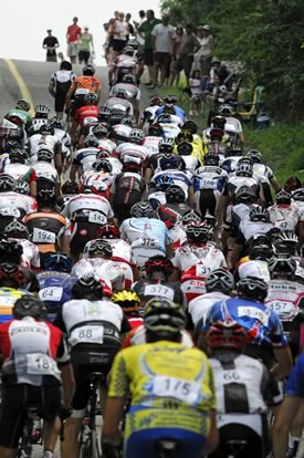 The peloton in Le Tour de Terra Cotta