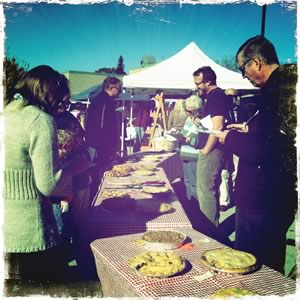 Judges at the fourth annual Creemore Heritage Apple Society's apple-pie contest. Photo by MK Lynde