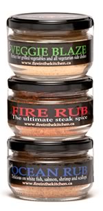 Shown here are Fire Rub for grilled steak and chicken, Veggie Blaze to give grilled asparagus or corn a kick, and Ocean Rub, delicious on whitefish, salmon and scallops. Photo by Pete Paterson.