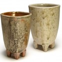 Square footed cups, porcelain, Shino glaze, fly ash, wood fired, 5"