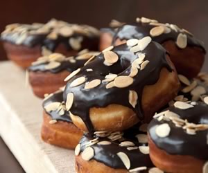Toasted Almond and Chocolate Doughnuts