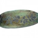 Jackie Warmelink ~ Raku Oval Leaf Platter raku pottery 18 x 8 x 1"