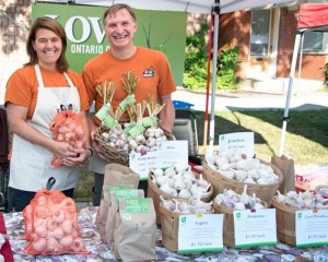 Lisa and Bart Brusse can be found selling garlic most Saturdays at Orangeville Farmers’ Market. Photo by Pete Paterson.