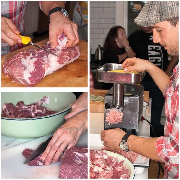 Chef Fabio Bondi prepares and grinds a Tamworth pork shoulder. Photos by MK Lynde. 