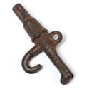 The museum has an extensive collection of spiles, some made of wood and some of metal. Spiles control the flow of air into, and carbon dioxide out of, things like a cask of ale or a tapped tree. This spile was once owned by Charles Cooke of Amaranth, ca 1910. Photo by Pete Paterson.
