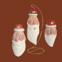 Santa tree ornaments, white pine, 4" to 6". Photo by Pete Paterson.