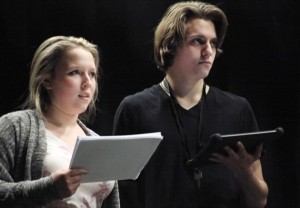 Emily Graetz, who plays Susan, rehearses with Kyle Junghans, who plays Peter. Photo by Pete Paterson.