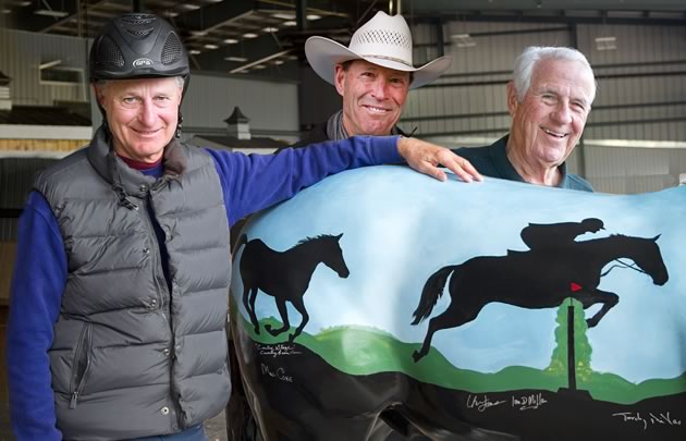 Mac Cone, Ian Millar and John Rumble were among the Canadian equestrians who added their signatures to Cameron’s horse. Photo by Ellen Cameron.