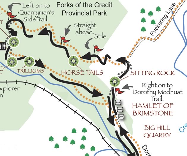 Belfountain / Forks Park Loop Hike. Click to see larger map.