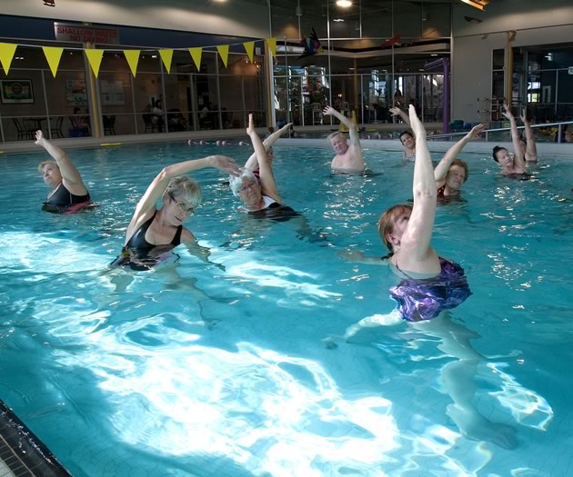 Aquafit classes at Caledon Centre for Recreation and Wellness help improve strength and balance. Photo by Rosemary Hasner / Black Dog Creative Arts.
