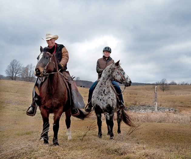 It was a blustery day when Carl “Crusty” Cosack took writer Nicola Ross for a ride across the high hills of Peace Valley Ranch. Photo by Rosemary Hasner / Black Dog Creative Arts.