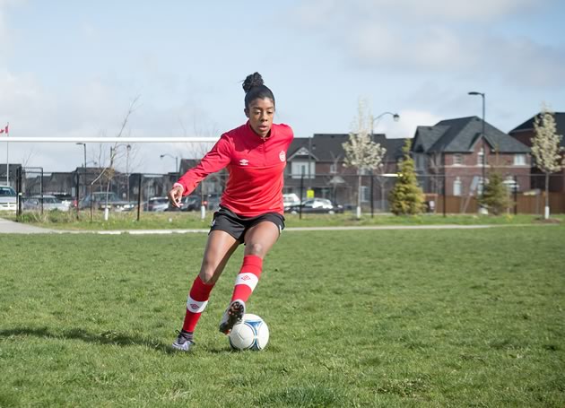 Caledon’s Ashley Lawrence will be competing on the Canadian women’s soccer team in Rio this summer. Photo by Erin Fitzgibbon.