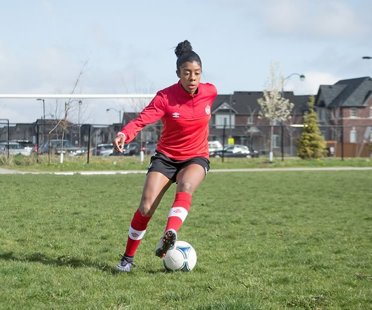 Caledon’s Ashley Lawrence will be competing on the Canadian women’s soccer team in Rio this summer. Photo by Erin Fitzgibbon.