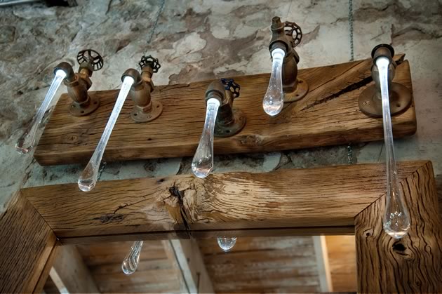 Vintage faucet artwork by Erin furniture maker John Leenders. Photo by Rosemary Hasner / Black Dog Creative Arts.