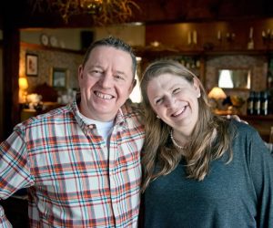 Beth Hunt and David McCracken, fine food and laughter. Photo by Pete Paterson.