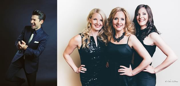 Old School Yule: A Matt Dusk (right) Christmas on December 9 and An East Coast Family Christmas with the Ennis Sisters (left) on December 15. Courtesy the Rose Theatre. 