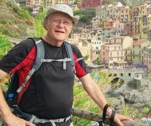 Harry Anderson during a trek in Cinque Terre National Park above the town of Romaggiore, Italy.