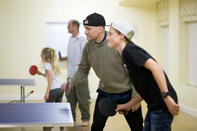 Newcomers to Mono Centre, Craig Fleetwood and his son Damian make a mean duo at the Ping-Pong table. Along with daughter Felicia, the family finds the weekly night out “gives us a sense of community,” says Craig. Photos by James MacDonald.