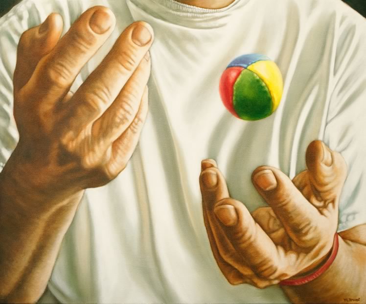 Margaret Horvat The Juggler oil on gallery canvas 16" x 20"