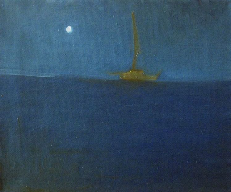 Flat Water 8" x 10" Oil on board, canvas paper, and wood panel ~ by Chris Evitts