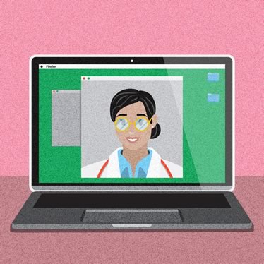 Known for its use in remote Indigenous communities, telemedicine is in demand anywhere without readily available walk-in clinics. Illustration by Ruth Ann Pearce.