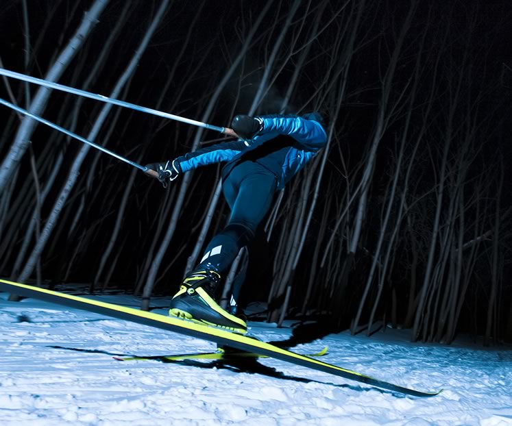 Lit trails at Monora Park add magic to a cross-country outing. Photo by Plbernier / Istockphoto.
