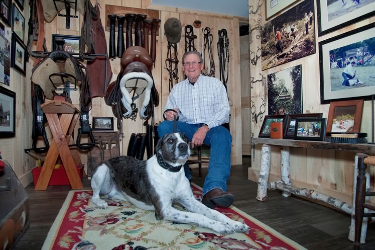 Stan Shapiro and Blue amid the memorabilia of a lifetime spent in the company of horses. Photo by Rosemary Hasner / Black Dog Creative Arts.