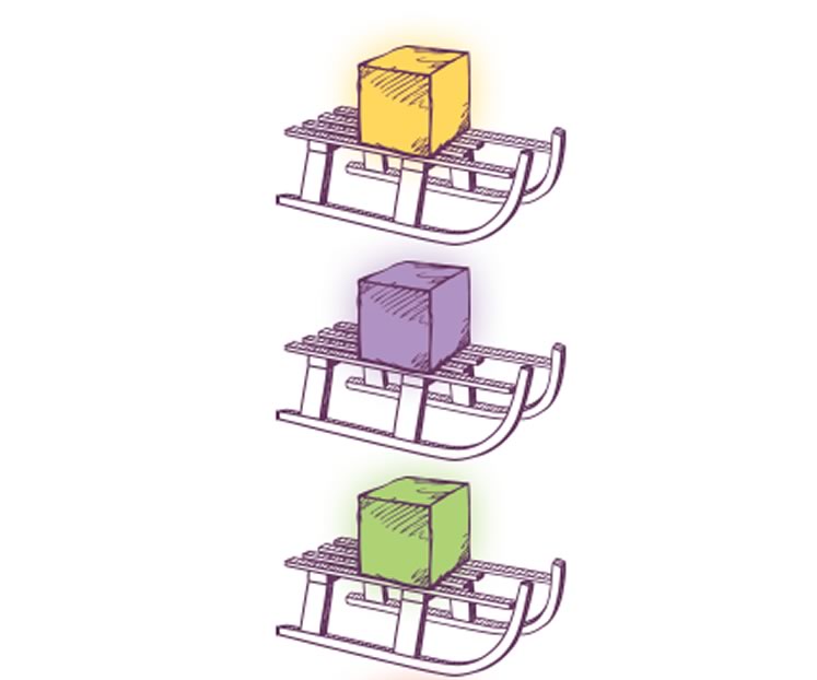 plastic cubes containing battery-powered LED lights