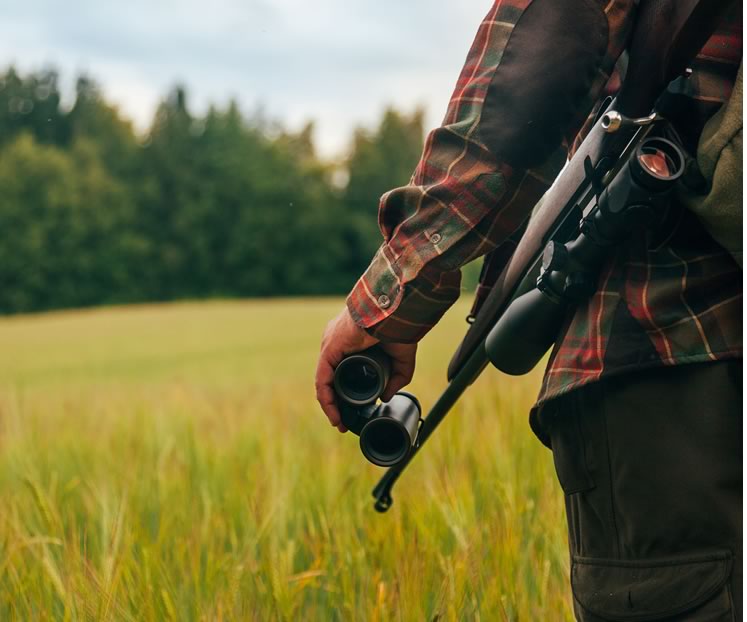 A hunter takes to the field with a bolt-action rifle, commonly used for hunting deer and moose. Photo by Visualspace | istockphoto.