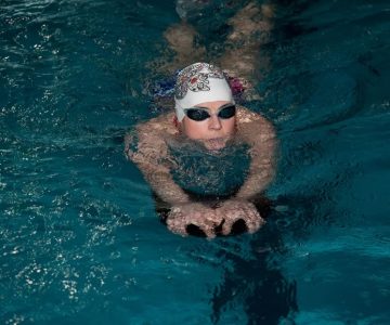 Enthusiastic master swimmer Jo Coburn. Photo by Rosemary Hasner / Black Dog Creative Arts.