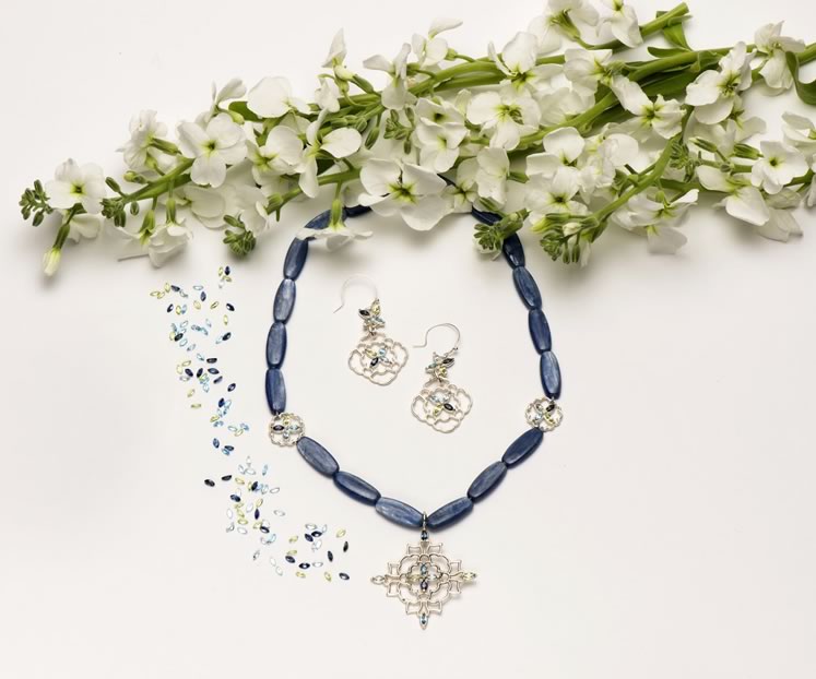The necklace and earrings, were inspired by the curves and lines of a mosque window. Photo Courtesy Anne-Marie Warburton.