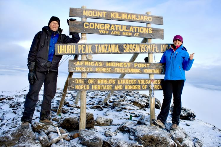 Herb Hastings celebrated his 71st birthday at the summit of Mount Kilimanjaro with his daughter Annette. Photo Courtesy Herb Hastings.