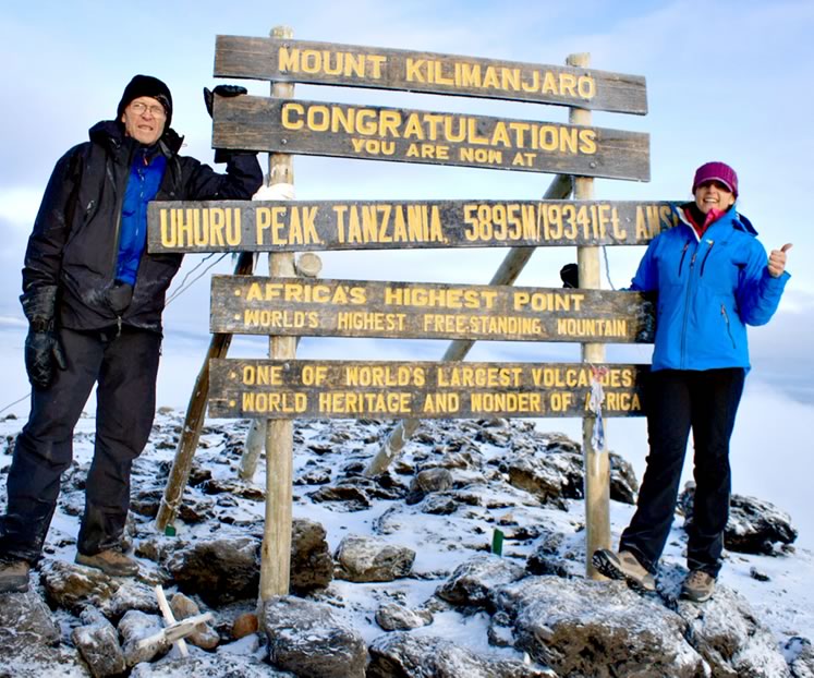 Herb Hastings celebrated his 71st birthday at the summit of Mount Kilimanjaro with his daughter Annette. Photo Courtesy Herb Hastings.