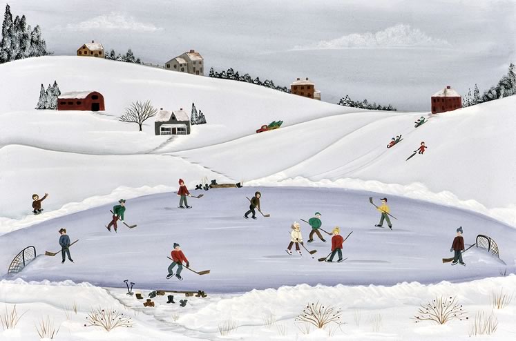 Good Ol’ Hockey Game 12" x 18" ~ by Mary Scattergood