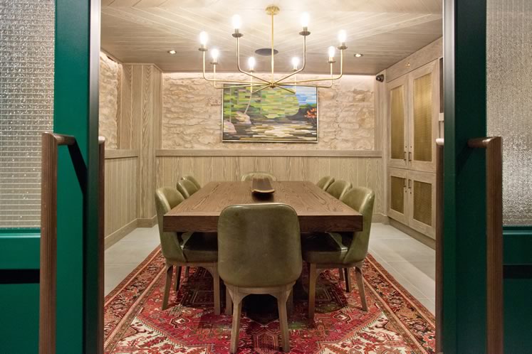 The private dining room tucked into the lower level of the restaurant. Photo by Pete Paterson.