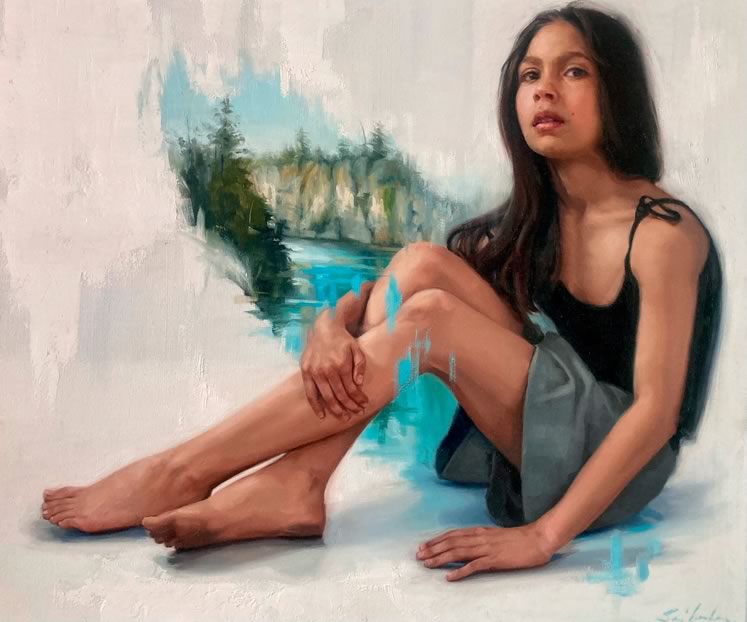 All Here 28" x 32" oil on canvas ~ by Sara Sniderhan