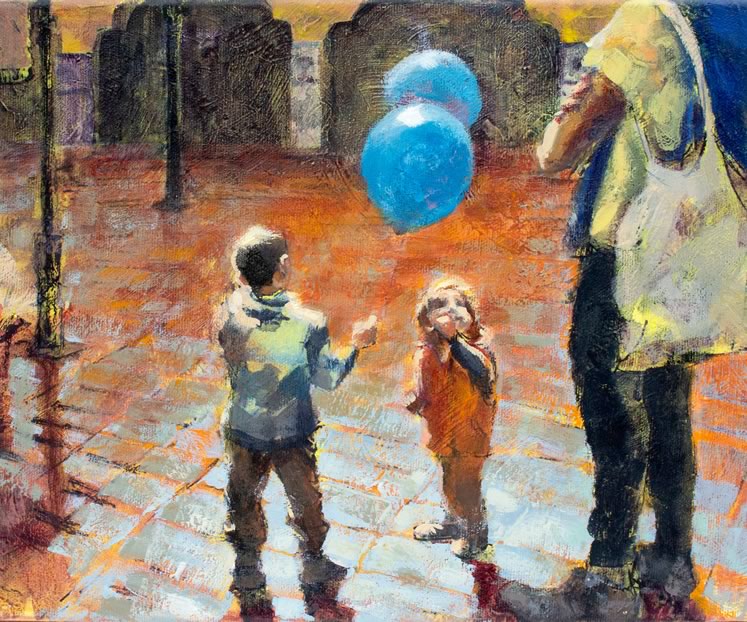 Tenerife Market Kids 9" x 12" acrylic ~ by Kayla Jackson