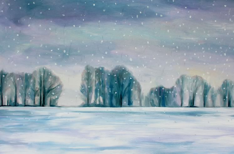 January Snow 12" x 18" oil on maple panel ~ by Krystle Moore