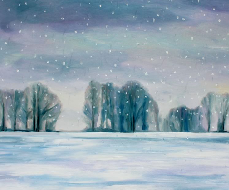 January Snow 12" x 18" oil on maple panel ~ by Krystle Moore