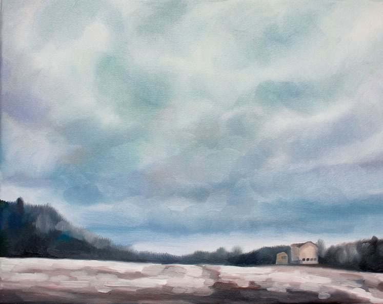 November Snow, Caledon Farm 11" x 14" oil on canvas ~ by Krystle Moore