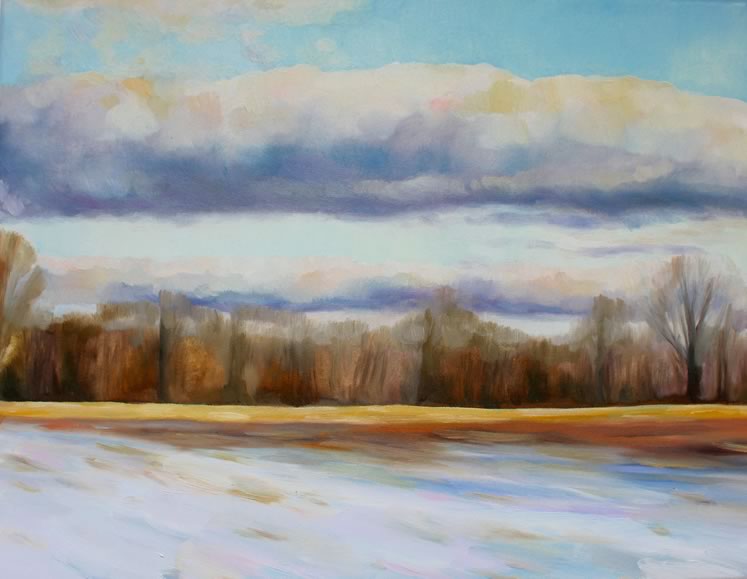 Winter Corn Field 14" x 18" oil on canvas ~ by Krystle Moore