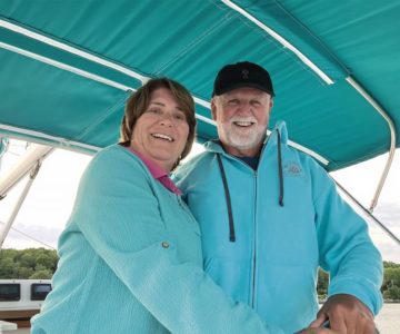 In 2021, Kathy Anderson and Michael Coombs, who met through an online dating site, celebrated their eighth wedding anniversary on their sailboat Escape. Photo Courtesy Kathy Anderson.